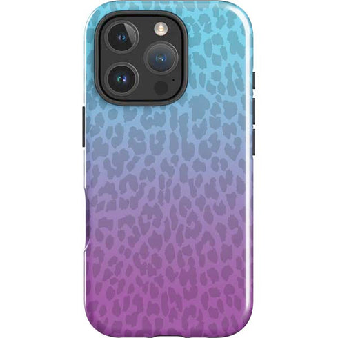 Cheetah Print Purple and Blue iPhone 16 Pro Max Impact Case